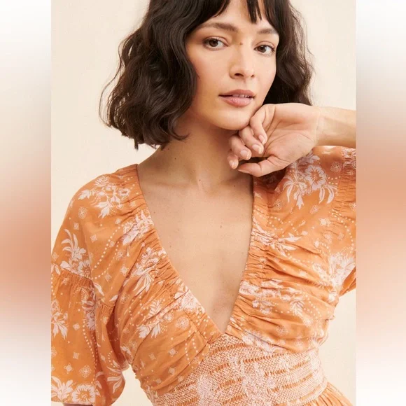 Free People Golden Hour Orange Floral Maxi Dress - Picture 3 of 6